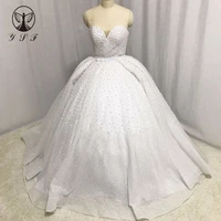 vintage robe de mariee off the shoulder sweetheart beaded pearls sleeveless ball gown puffy wedding dresses with overskirt