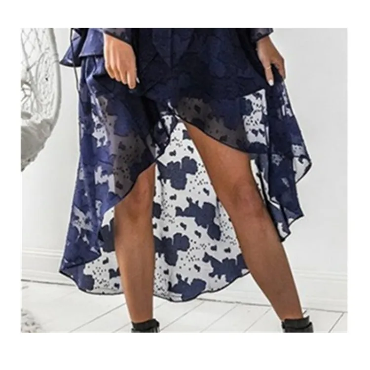 Женское длинное кружевное платье с цветочным принтом Бандажное v-образным