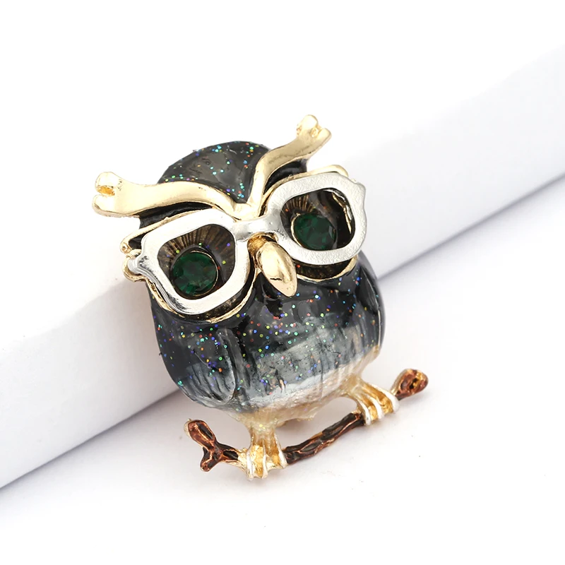 Lifefontier хрустальные очки Сова Броши для женщин милые животные Брошь сплав Эмаль