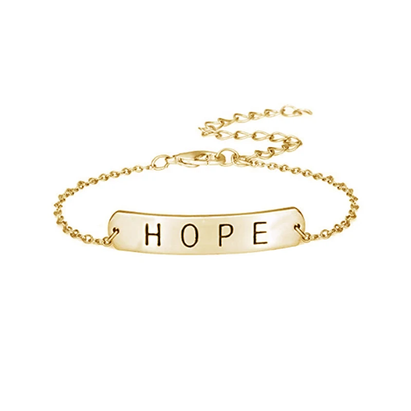 Fashion Inspirational Hope Love Faith Charm Bracelet Gold Silver Color Chain Bracelets For Women Men Stainless Steel Jewelry | Украшения и