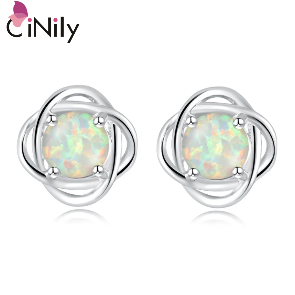 Женские серьги гвоздики с опалом 11 мм|silver plated|white fire opalsilver silver |