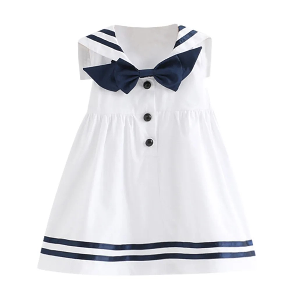2019 Spring Summer Baby Girl Dress Toddler Kids Girls Clothes Sleeveless Navy Bowknot Party Princess Dresses Vestidos | Детская одежда