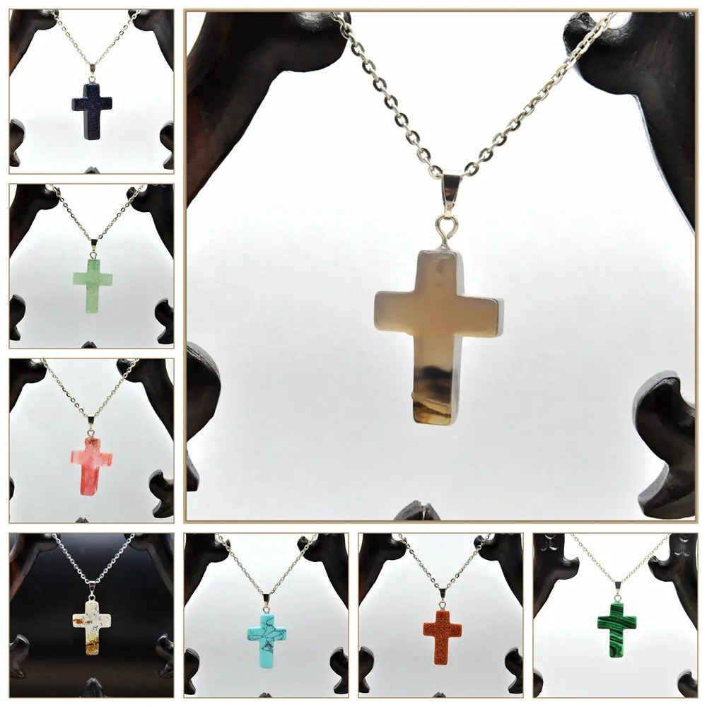 Фото Юмбен натуральный кристалл крест ожерелье кулон набор религиозные амулеты Overwatch