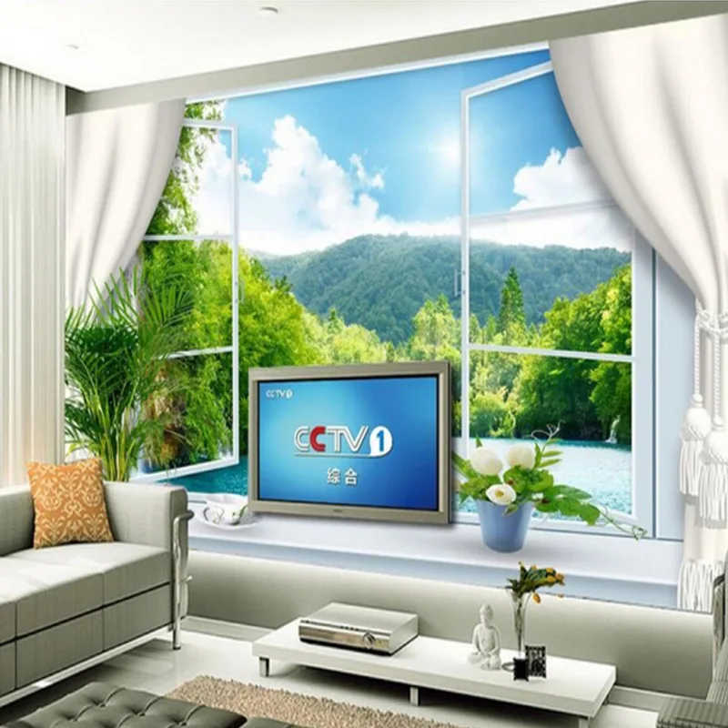 Пользовательские Настенные обои 3D стереоскопический фон для окна пейзаж