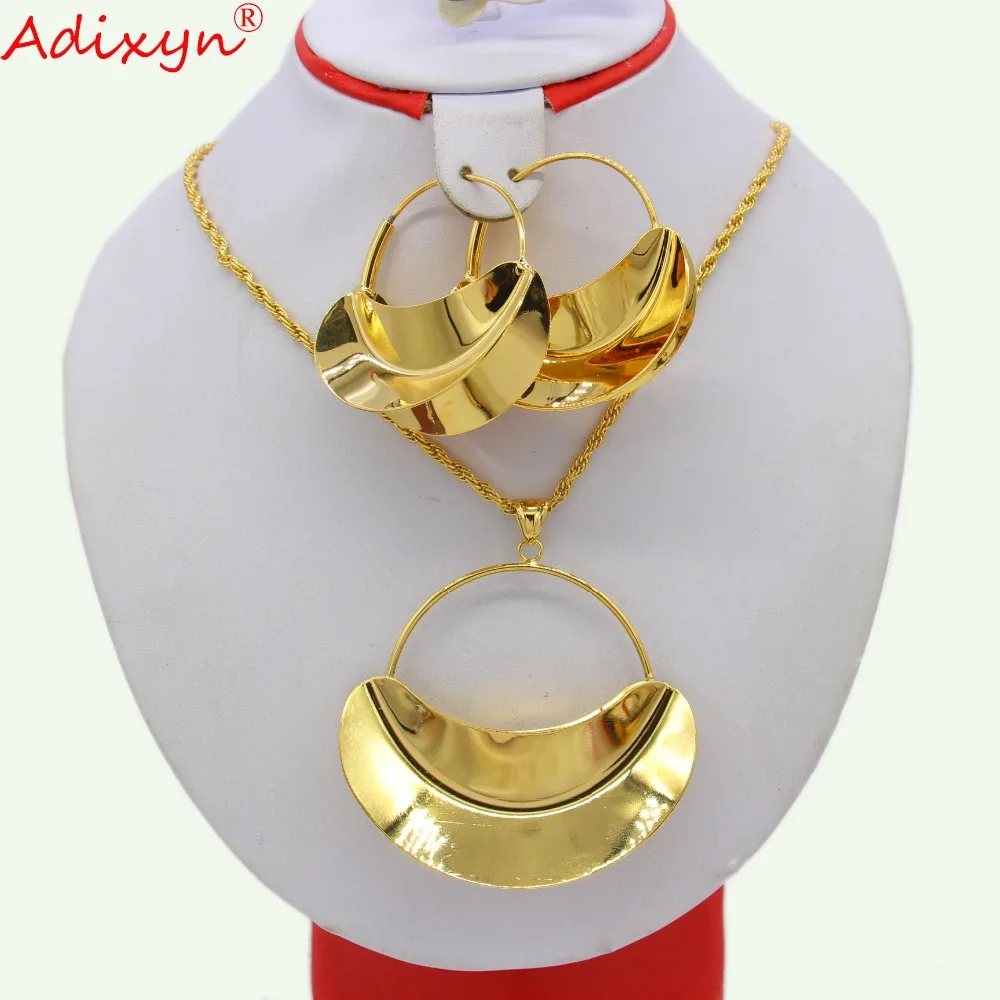 Набор украшений для женщин Adixyn PNG Hyperbole Bag ожерелье/серьги/подвеска золотого