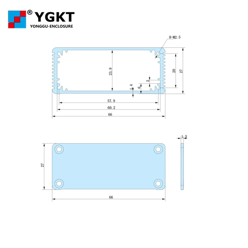Коробка распределительная Алюминиевая 66*27*100/2 6 ''x 1 08'' x 3 93 ''(wxhxl) мм|aluminium