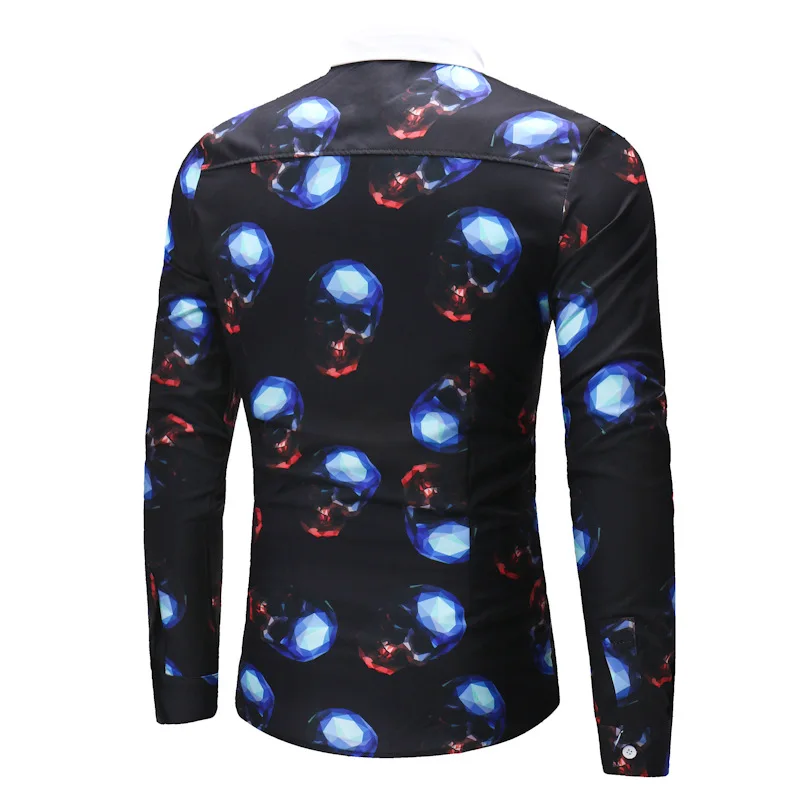 2018 мужские рубашки смешно печатных Англия костюмы Повседневное Slim Fit рубашка с