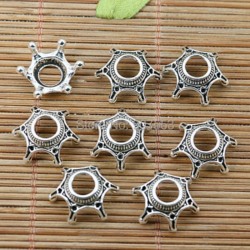 

45pcs tibetan silver tone big hole bead cap design EF1987