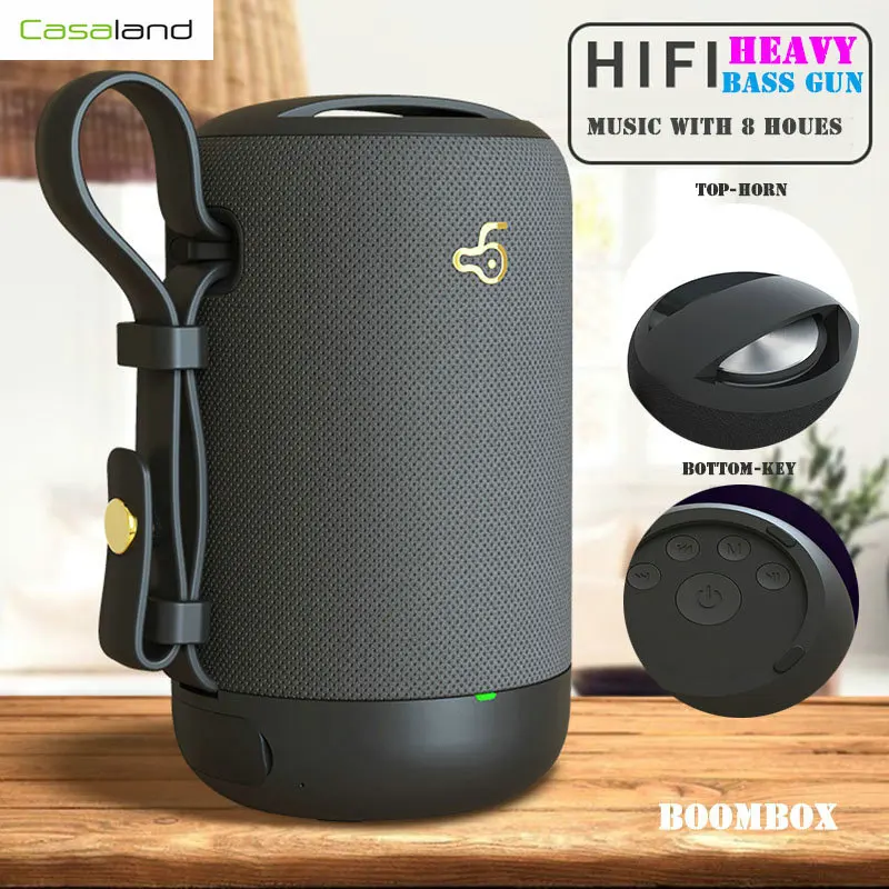 Casaland Открытый водонепроницаемый беспроводной Bluetooth 5,0 колонки ручной колонки Hi-Fi 3D стерео Громкоговоритель Поддержка TF AUX