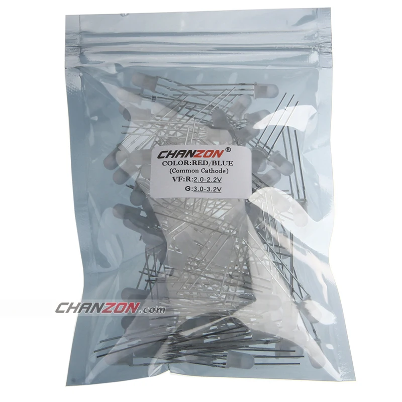 Светодиодный диодный светильник 100 шт. 5 мм два цвета синий и красный общий катод