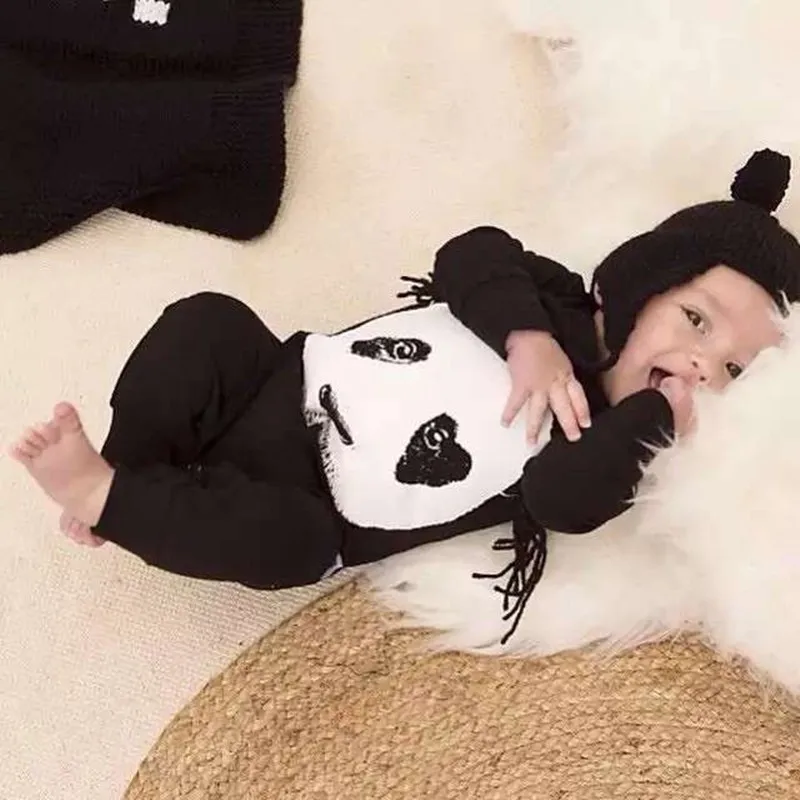 Новая модная одежда для маленьких мальчиков Милый детский комбинезон с пандой