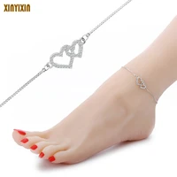 goldcolorrose gold color trendy anklets link chain with love letters pendant heart shape anklets for women present jewelry