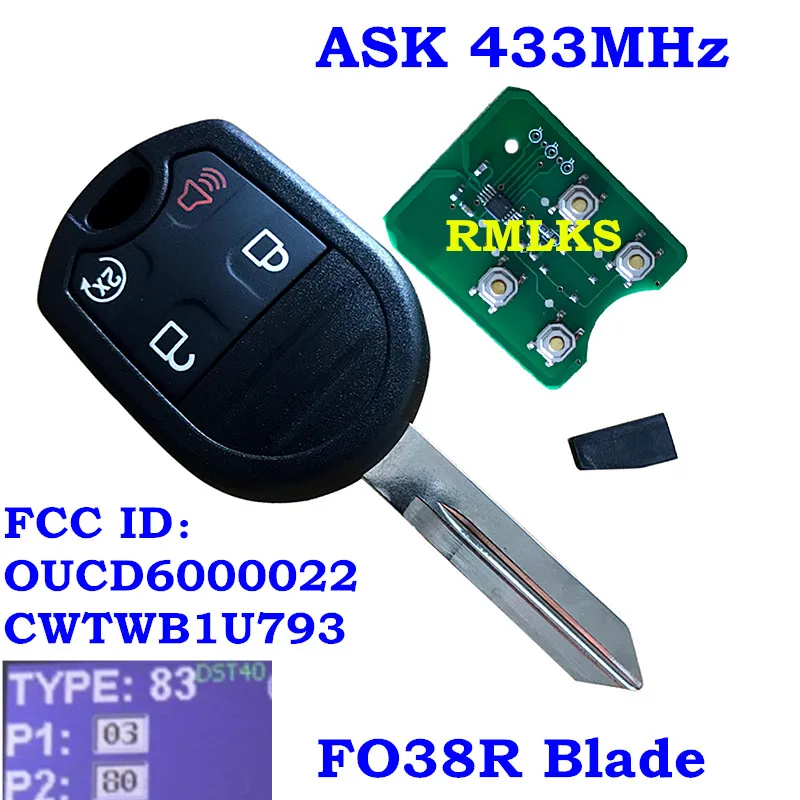 4 кнопки Smart Remote Head ключ без ключа для Ford Edge Escape Expedition Explorer с чипом 4D63 80 бит CWTWB1U793