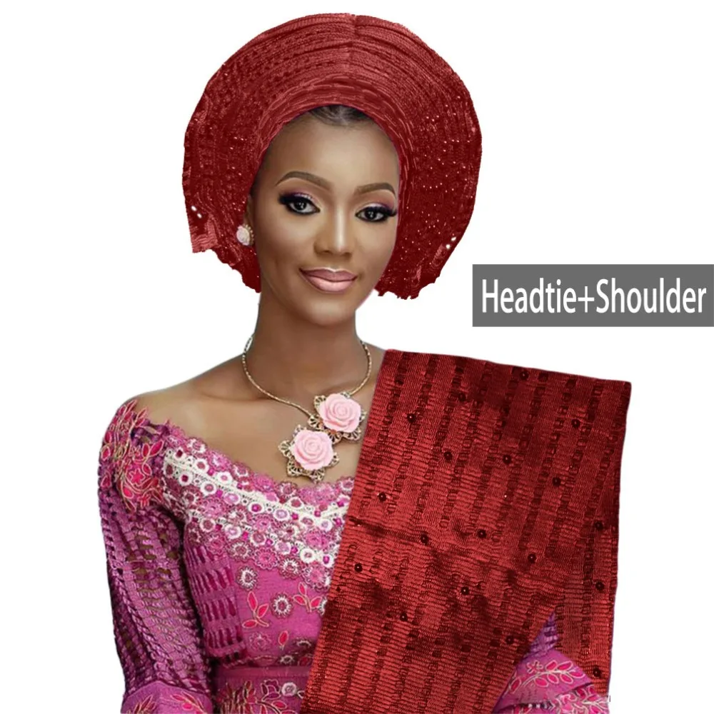 Хорошее качество африканская aso oke gele головной убор из бисера нигерийская и
