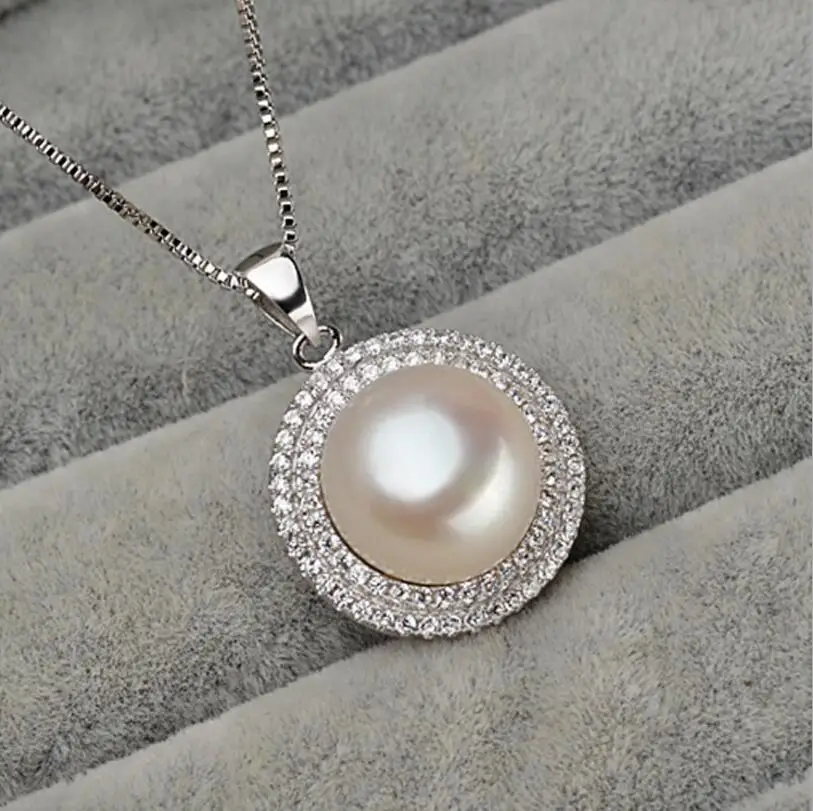 

DYY+++413 Freshwater wholesale 10-11mm large oblate Pearl Pendant