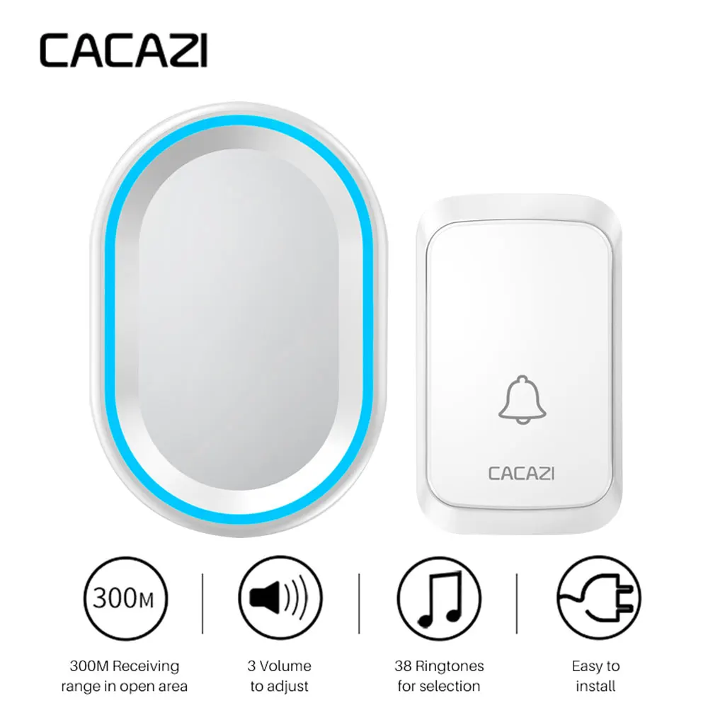 2019 Новый беспроводной дверной звонок 58 мелодий светодиодный светильник кой AC 100