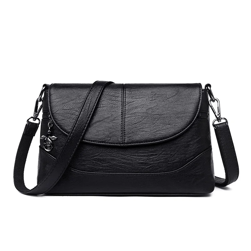 Для женщин кожаные сумки дизайнер Crossbody сумки модные роскошные Сумки для Для женщин сумка женские кошельки и сумки Bolsa - Цвет: Black