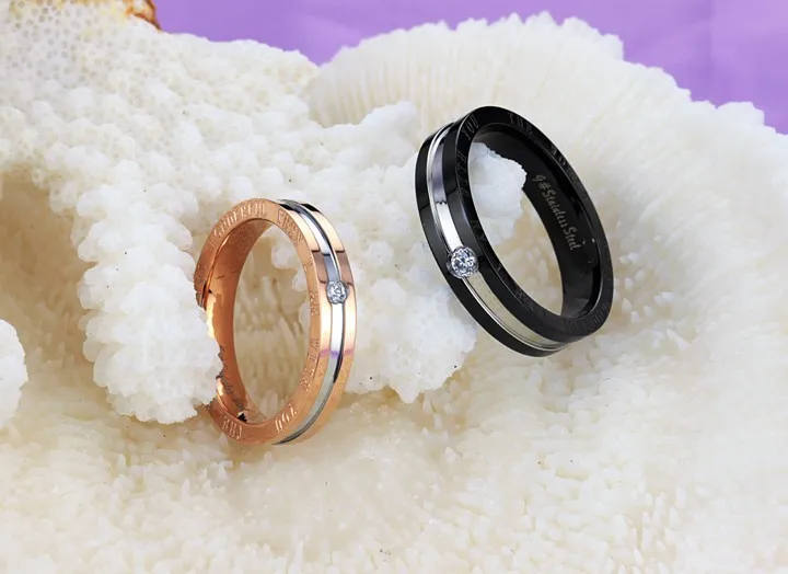 Модные кольца из титановой стали для пар наборы Кольца него и нее колец свадьбы