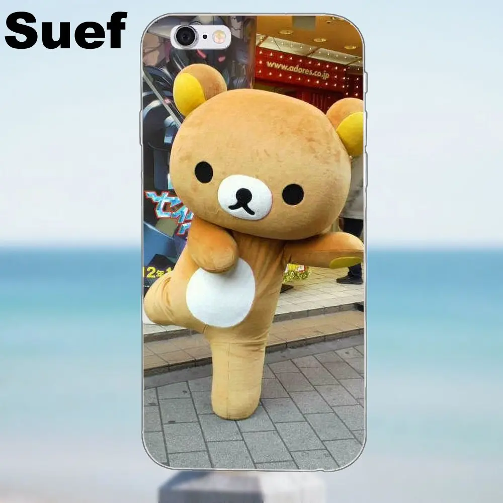 Новые милые мягкие чехлы с медведем Rilakkuma для iPhone X 4 4S 5 5S 5C SE 6 6S 7 8 Plus Samsung Galaxy A3 A5 J1 J3