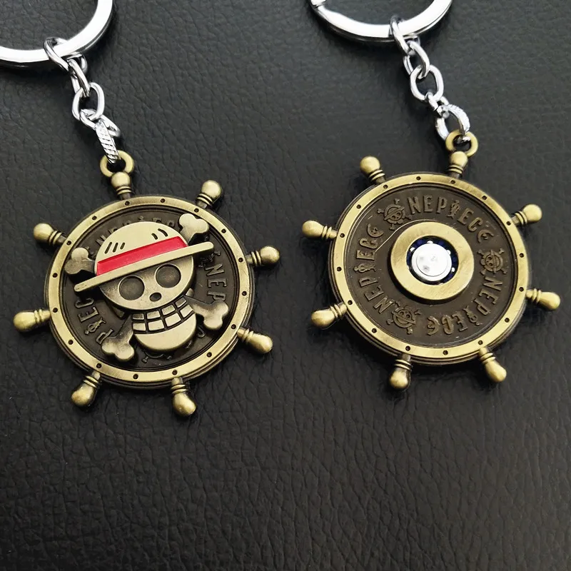 Лидер продаж аниме цельный брелок Mokey D Luffy логотип для ключей вращающийся сплав