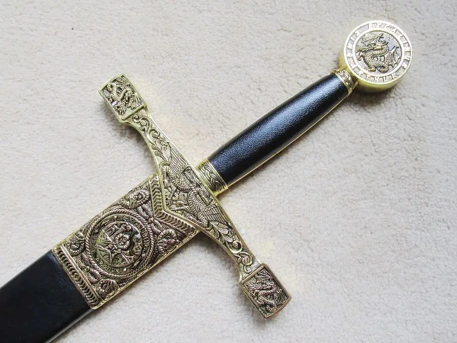 Меч Артура S4876 из фильма ABRECARTAS EXCALIBUR KING с ножом Золотая версия 48 дюймов|sword sword|sword
