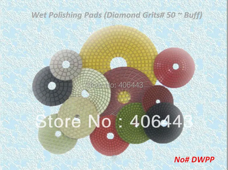 

3" first-class Diamond Wet Polishing Pads (80mm and Grits# 50 ~ Buff) for polishing cement, ceramic, marble, granite, glass