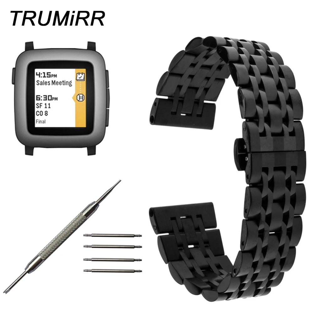 Ремешок из нержавеющей стали для часов 22 мм + инструмент Pebble Time / Steel LG G Watch Urbane W150