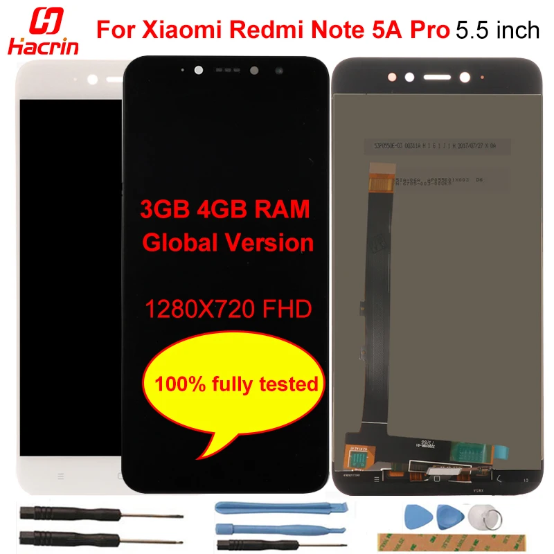 ЖК дисплей для Xiaomi Redmi Примечание 5A Pro Prime + сенсорный экран с f ram e Note 3g ram/4 г