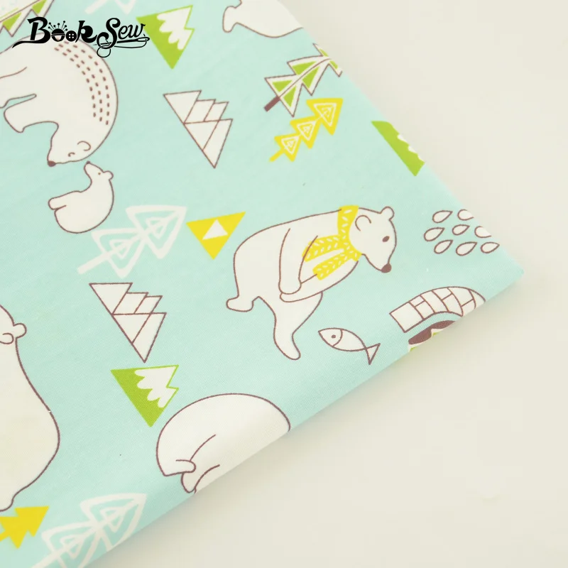 Booksew мятно зеленый хлопок саржа Polar Bears Дизайн Швейные ткань простыня стежка Tecido