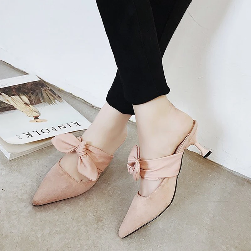 Новинка 2019 года летние женские туфли без задника на высоком тонком каблуке