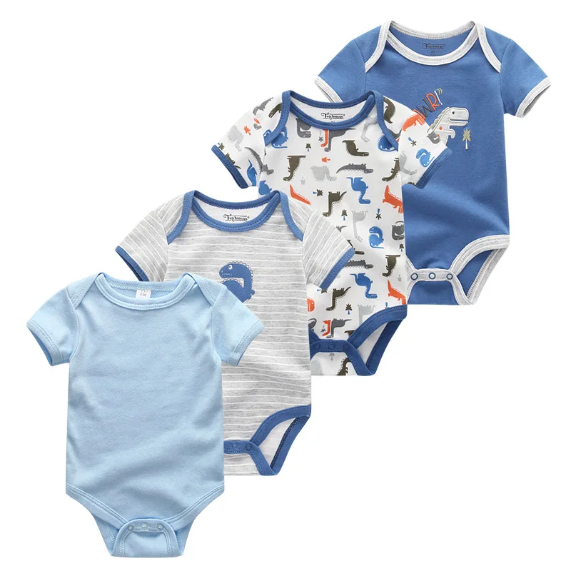 baby boys clothes31 Летняя одежда из хлопка для новорожденных, 4 шт./партия комбинезон с коротким рукавом для мальчиков и девочек с рисунком единорога Roupas de bebe, хлопок - Цвет: baby boys clothes31