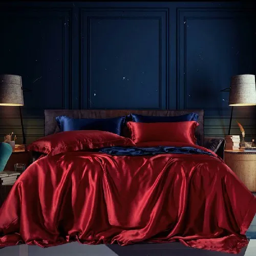 bedding set 5 Серый 4 шт. Премиум шелк тутового роскошный комплект постельного белья Королева Размер Король ультра-мягкие простыни набор пододеяльников для пуховых одеял Подушка shams - Цвет: bedding set 5