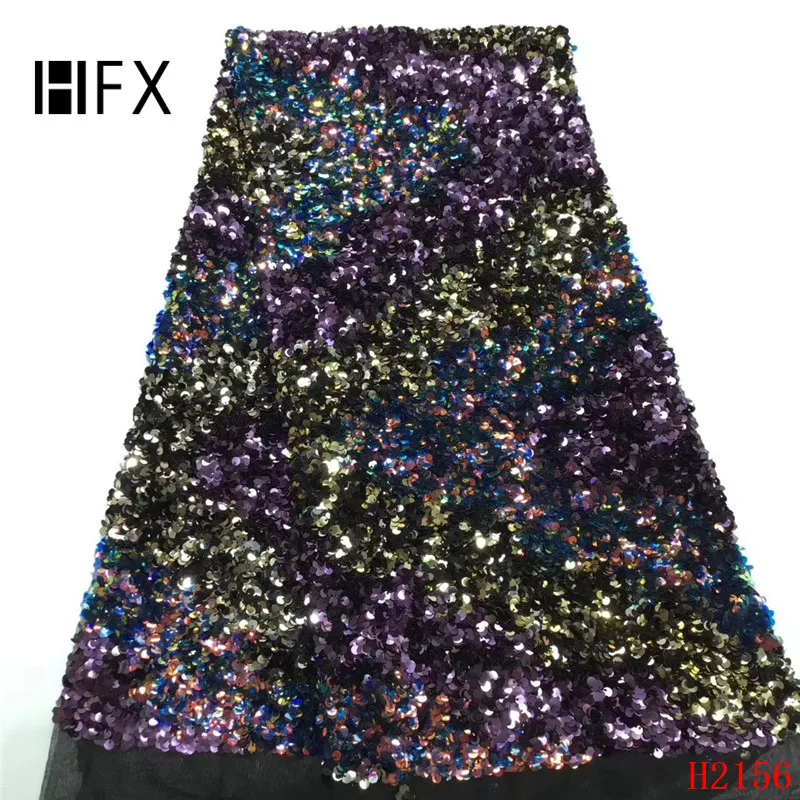 HFX фиолетовые кружевные ткани 3D тяжелые расшитые блестками вышитый материал
