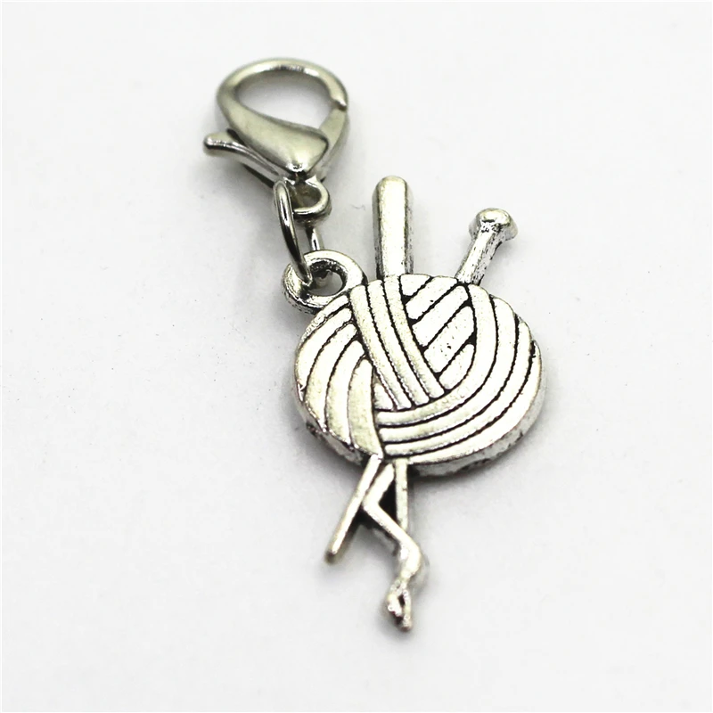 Оптовая продажа 100 шт./лот Вязание Игла Шарм болтающиеся Подвески Омар застежка diy