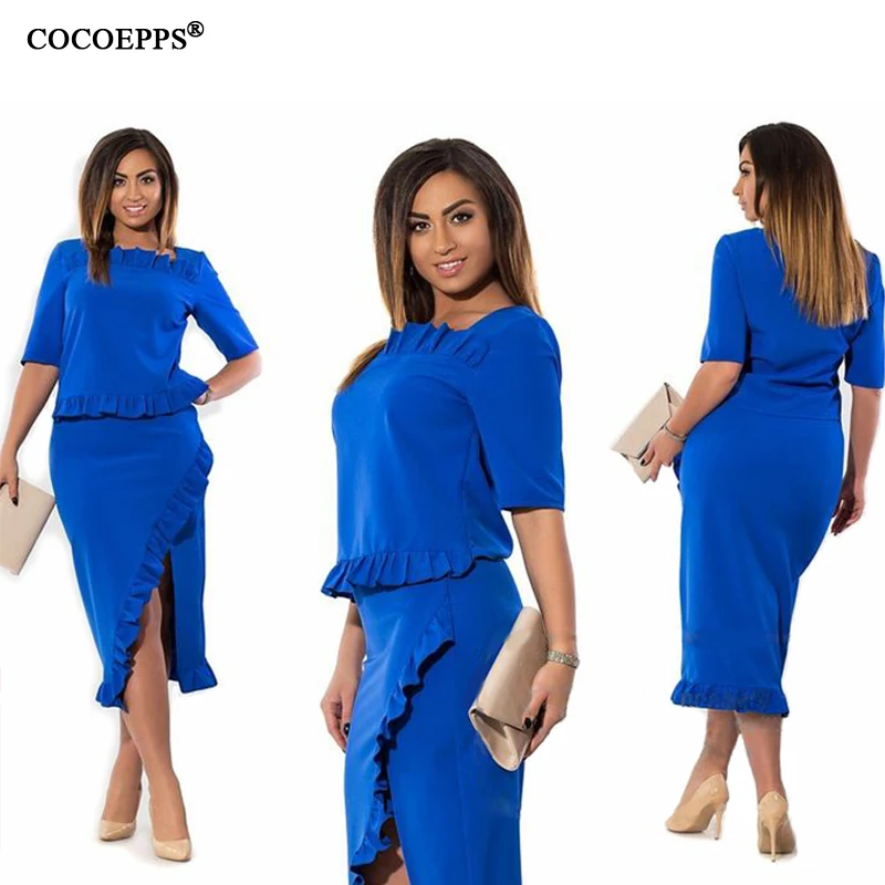 COCOEPPS лето 2019 элегантные женские платья 5XL 6XL плюс размер s с оборками одежда для