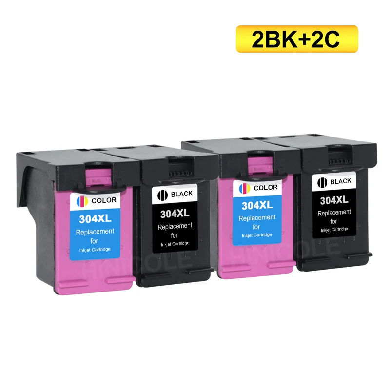 304 BK X2 C X 2 HINICOLE 304XL переработанного чернильного картриджа для hp 304 для hp 304 XL с чернилами hp Deskjet 2620 2630 2632 3720 3730 3758 Envy 5010 5020 5030 5032 принтер - Цвет: 304 BK X2 C X 2
