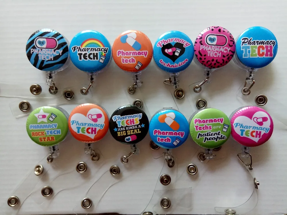 

PHARMACY TECHNICIAN CUTE Medicals Retractable ID Badge Reel 10pcs/lot
