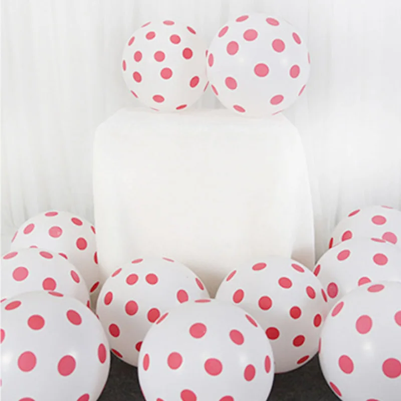 White red dots 15 шт./лот 12''Polka точка латексных воздушных шаров с Микки-Маусом Мышь декорации на свадьбу, вечеринку globos, красные, черные, синие, воздушные шары ко дню рождения детского дня рождения - Цвет: White red dots