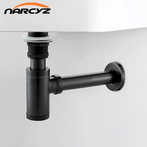 Новая роскошная ловушка для бутылок, латунная круглая сифон черногоантичного цвета, для ванной комнаты, туалетная труба раковины, отходы с всплывающим сливным P-TRAP