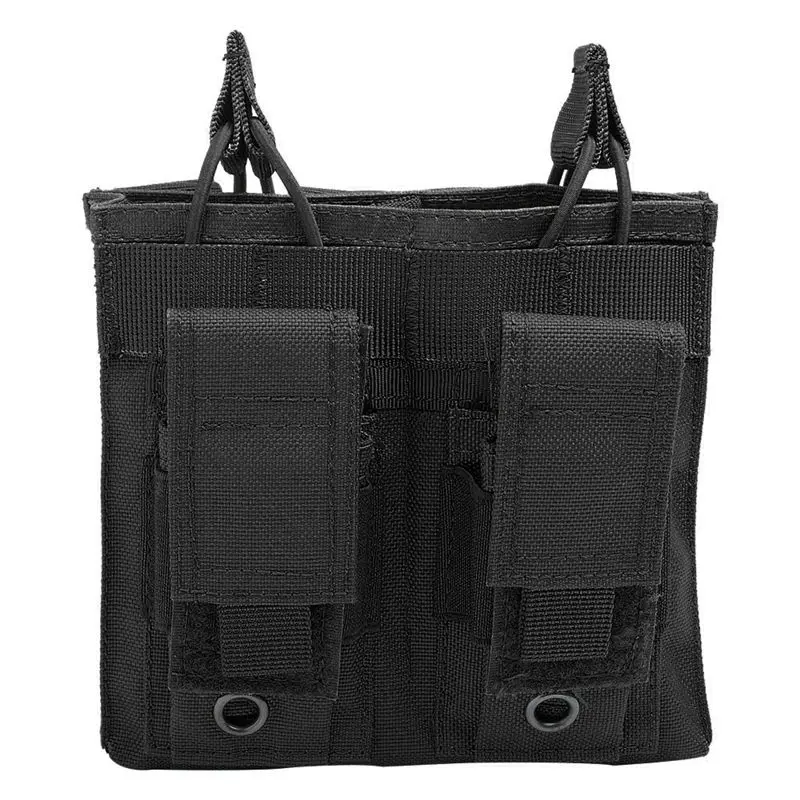 Double Black Военный Molle Чехол тактический одиночный/двойной/тройной Открытый верх подсумок Многофункциональный страйкбол пистолет охотничий Быстрый мешки для патронов - Цвет: Double Black