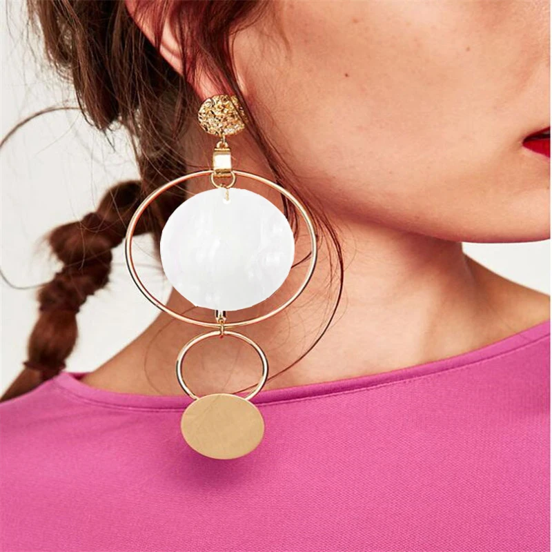 Эффектные серьги в стиле бохо Za большие панк серебряные золотые металлические