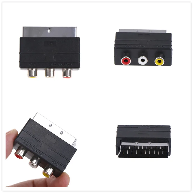 Новый Переходник Scart на 3 RCA S Video композитный Phono конвертер AV TV Audio для видео DVD