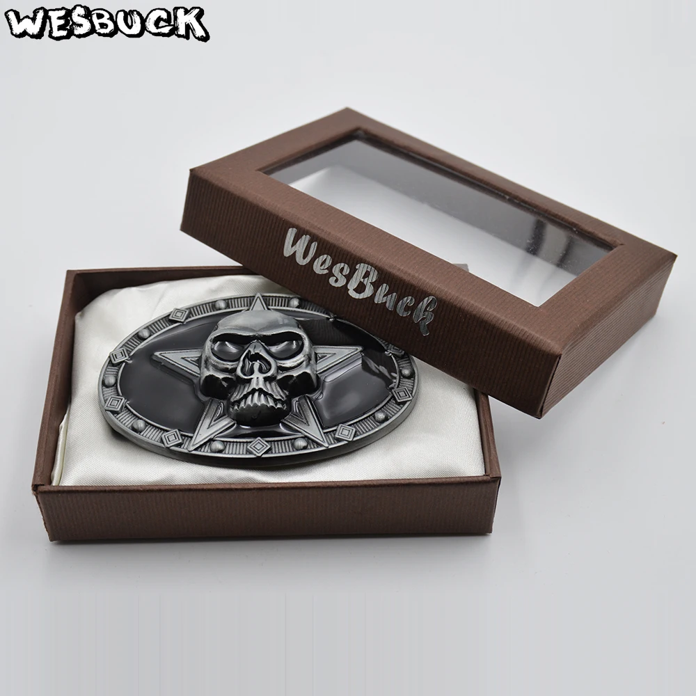 WesBuck Brand Fashion Skull Mens Belt Buckle Novel Style Cowboy Pentagram Pattern And PU | Дом и сад
