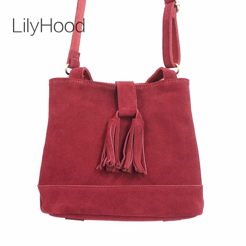 LilyHood 2020 женская сумка ведро из натуральной кожи этническая Цыганская с бахромой