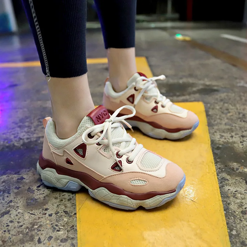 Сезон весна осень женские винтажные кроссовки в стиле Харадзюку дышащая