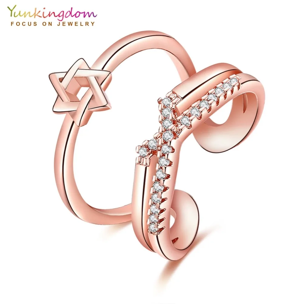 Yunkingdom Модные женские Кольца элегантный розовый цвет золотистый кольцо