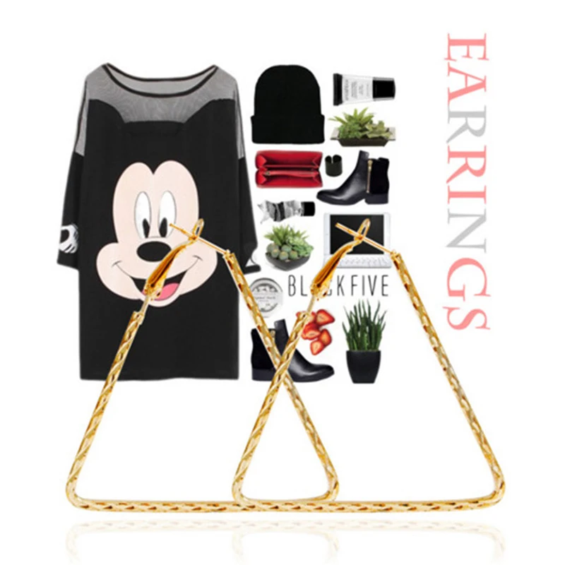 Модные ювелирные изделия ручной работы треугольные круглые серьги-гвоздики в