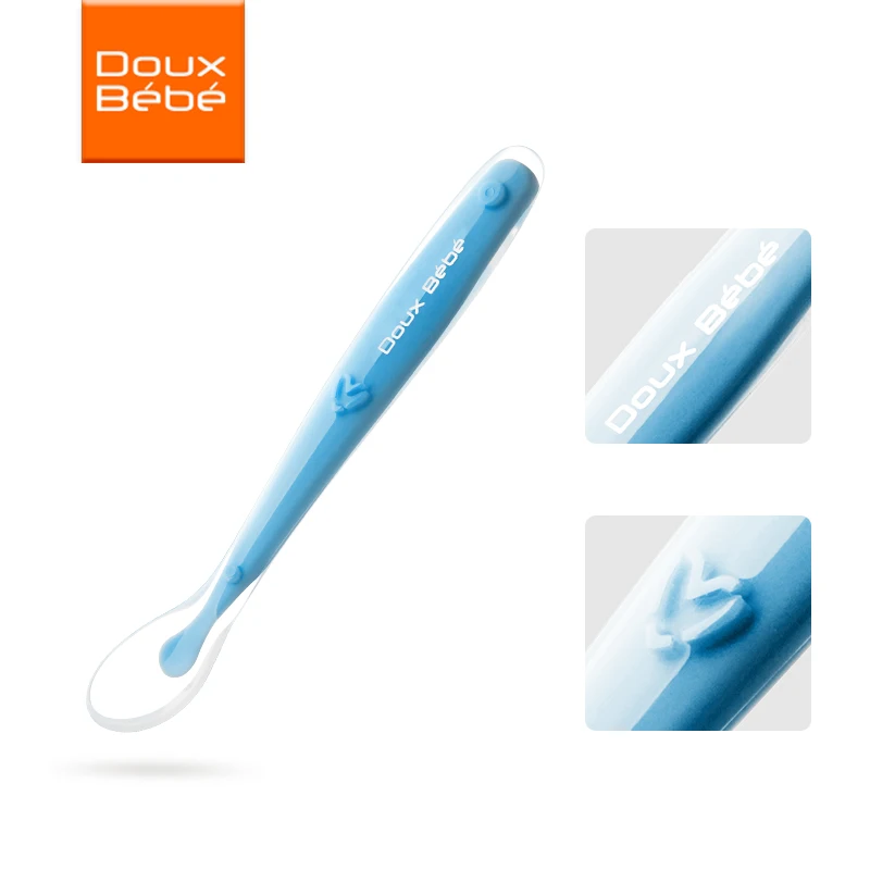 Doux Bebe 2 шт. силиконовая ложка ребенка BPA бесплатно детские столовые приборы подачи