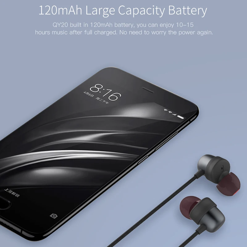 QCY QY20 Bluetooth наушники IPX5-Rated устойчивое Беспроводные спортивные для бега с