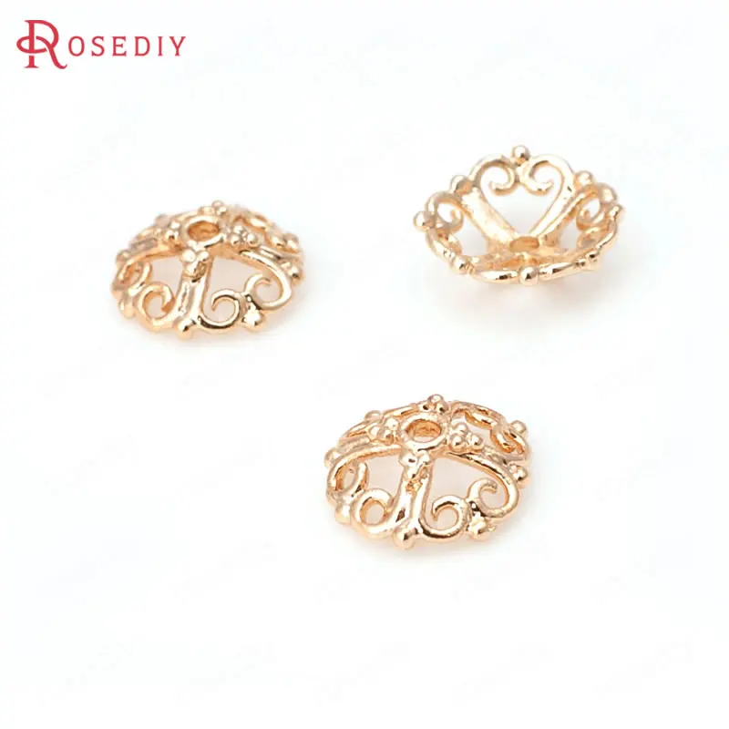 10 шт. 9 мм 24K цвета шампанского позолоченные латунные крестообразные бусины